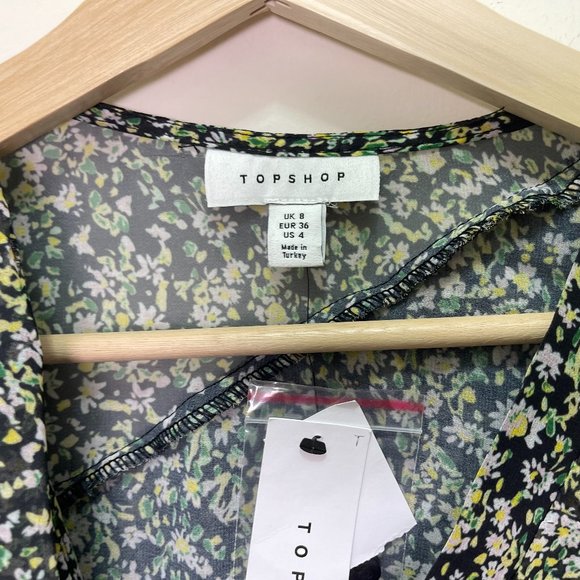 NWT TOPSHOP Ruffle Long sleeve Blouse sz 4 - Picture 9 of 11